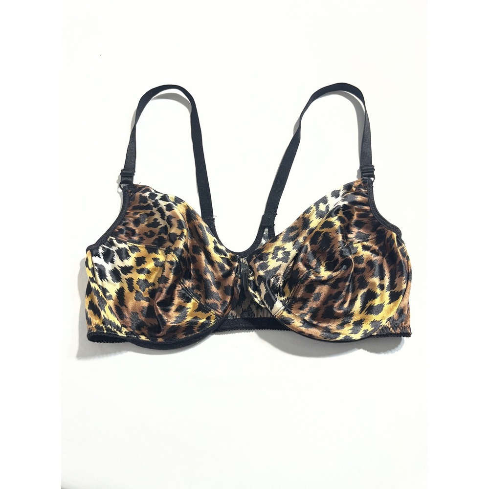 Vintage Victorias Secret Gold Label Leopard Print Front Clasp Bra 36C USA Sexy